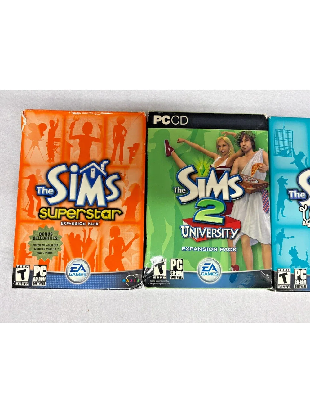 Lot of 4 Sims PC Games Expansion Packs University Unleashed Superstar Deluxe